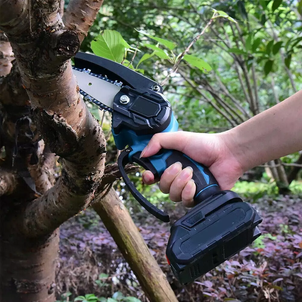 Space-saving 800W Handheld Cordless Wood Cutting Tool w/ 2 Battery 2 Chains Mini Chainsaw Jahyelec