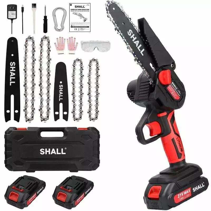 Smallzonex Mini Chainsaw 6 Inch Cordless Electric Chainsaw 21V 800W Dual Lithium Batteries