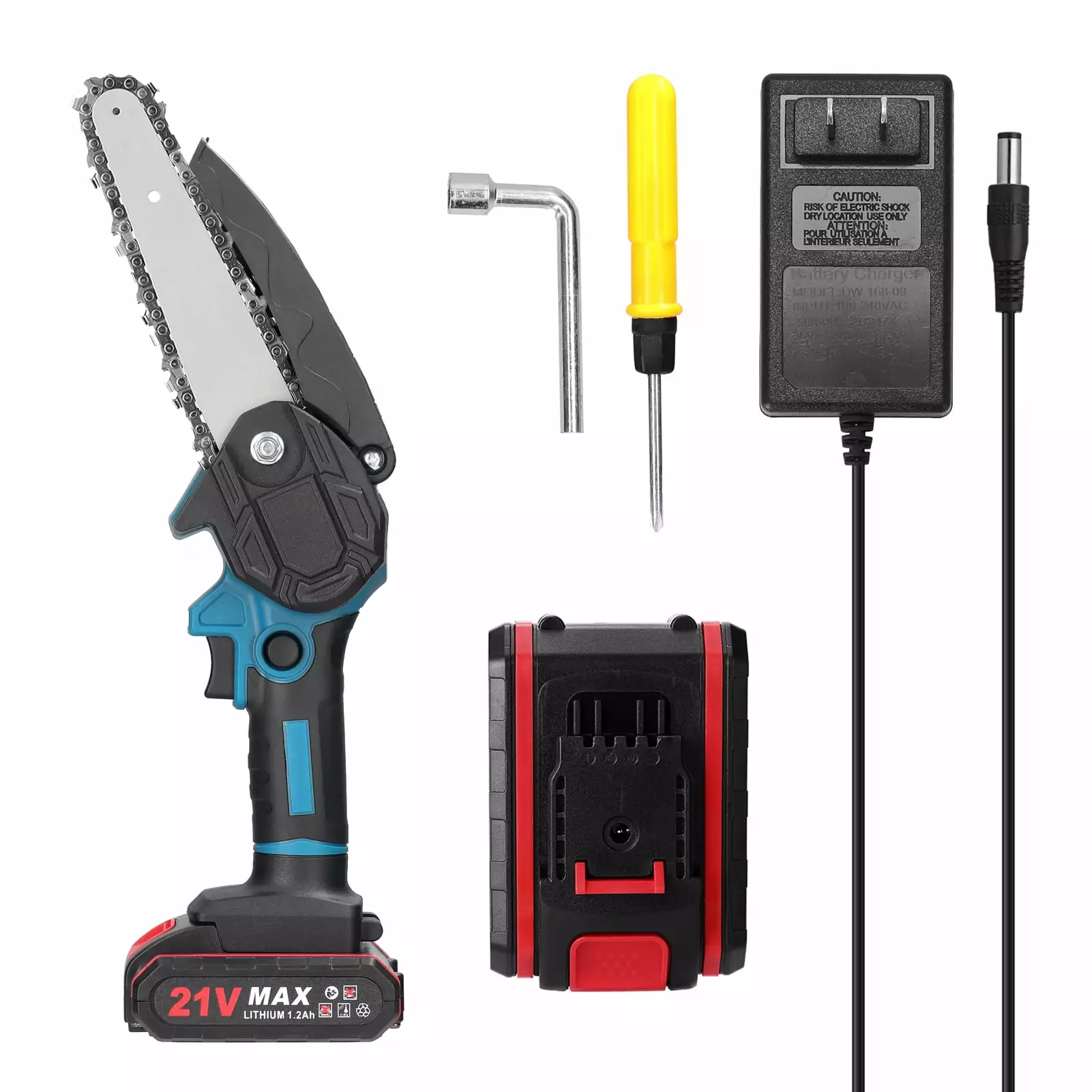 Yabuy 21V 6inch Travel-friendly Electric Pruning Saws Small Wood Splitting Chainsaw Brush Motor One-handed Woodworking Too...