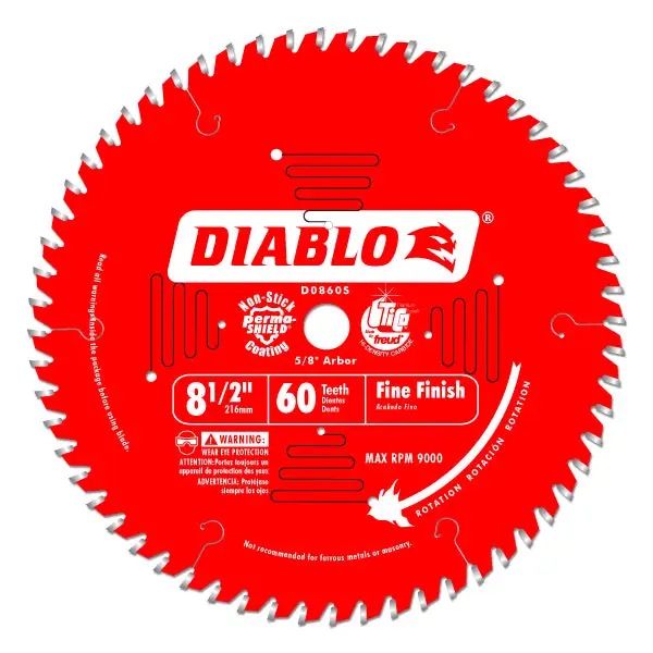 Diablo D0860S Slide Compound Miter Blade 8-1/2 x 60 Tooth Precision Cuts