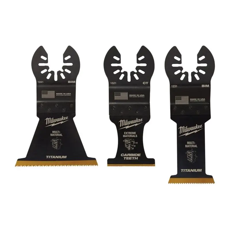Milwaukee Universal Fit Open-Lok High Carbon Steel Multi-Tool Oscillating Blade Set Multi-Material 3 Pack