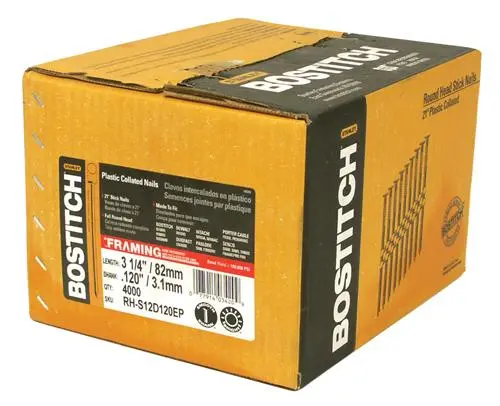 Bostitch RH-S12D120EP Plastic Collated Stick Framing Nails 3.25 Inch 4000-Count