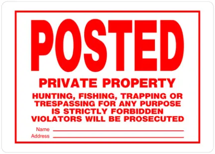 10 X 14 Inch Red and White Private Property Sign Outdoor Use Hillman