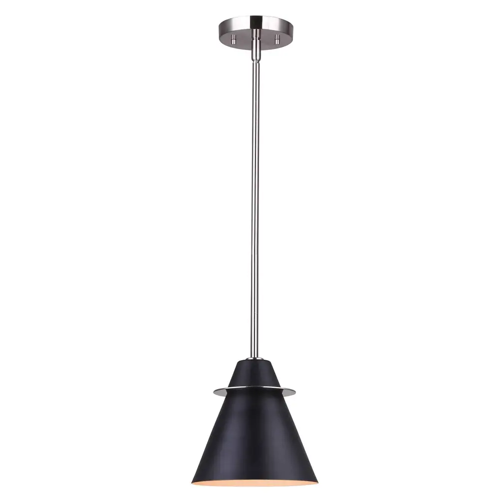 Talia 1-Bulb Ceiling Light Black and Brushed Nickel, 7" x 15-1/4" to 57-1/4"