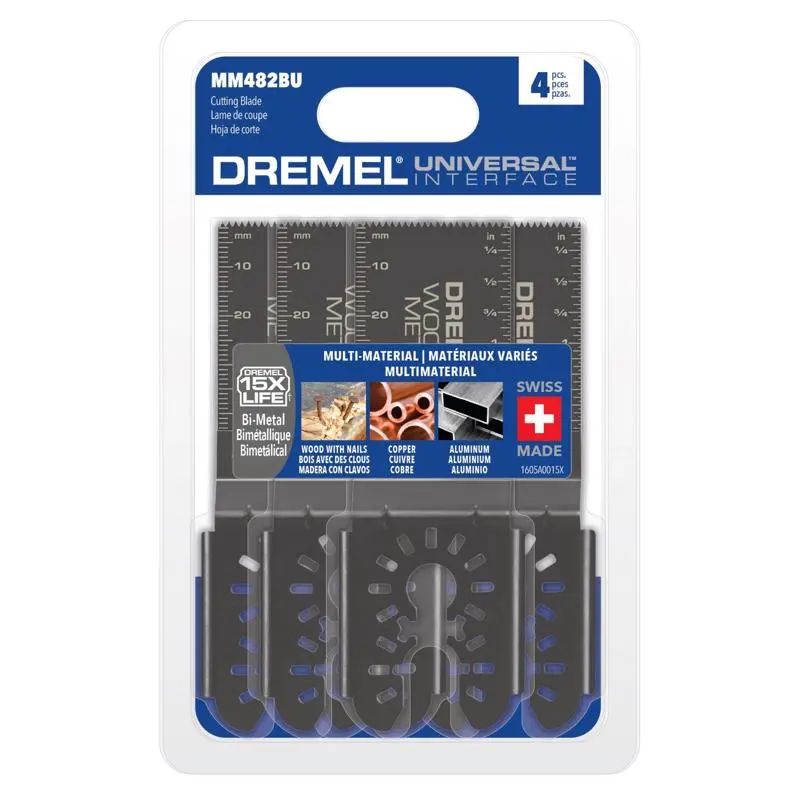 Dremel 1-1/4 Inch Bi-Metal Flush Cut Oscillating Blade Set 4 Pack