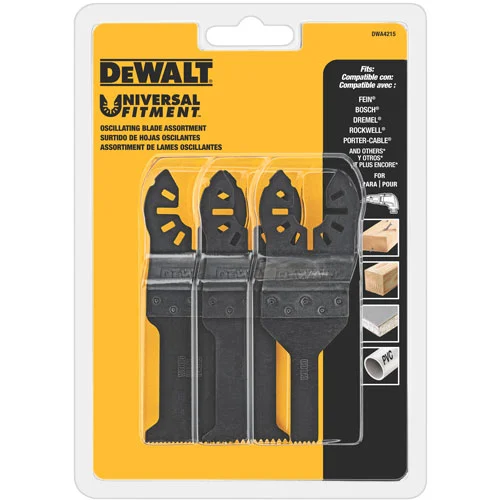 DeWalt DWA4215 3-Piece Oscillating Blade Set Wood and Metal Cutting