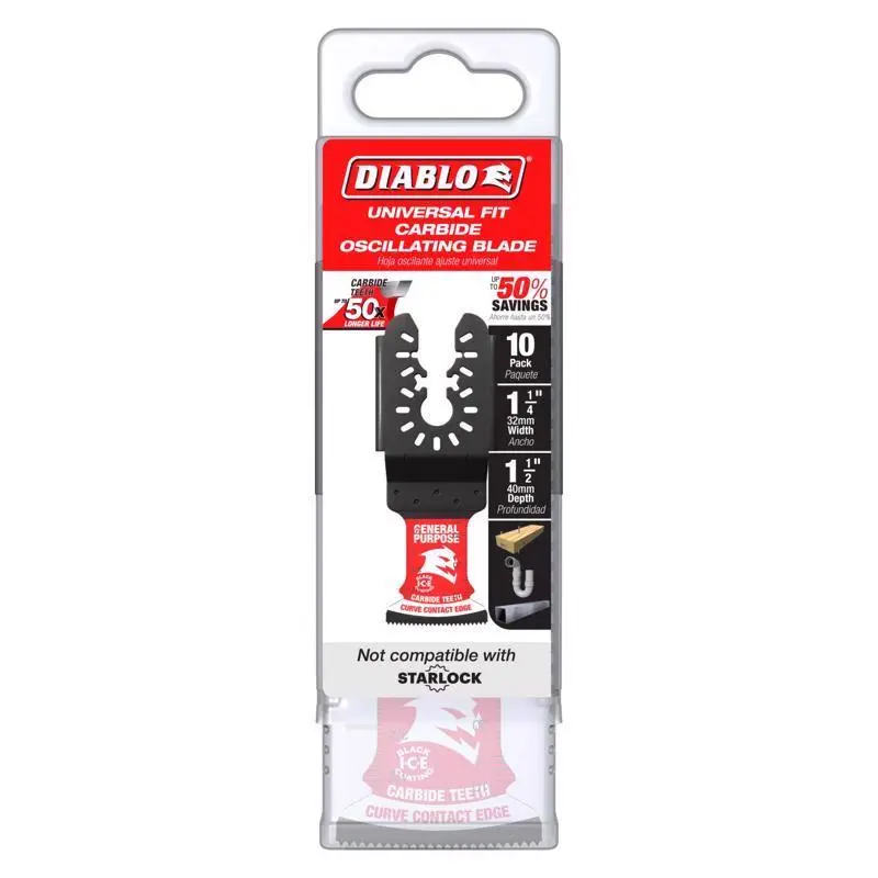 Diablo 1-1/4 W Carbide Curved Contact Edge Oscillating Blade General Purpose Cuts 10 pk