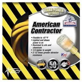 50-Foot 10/3 Yellow American Contractor Series Outdoor Extension Cord Various