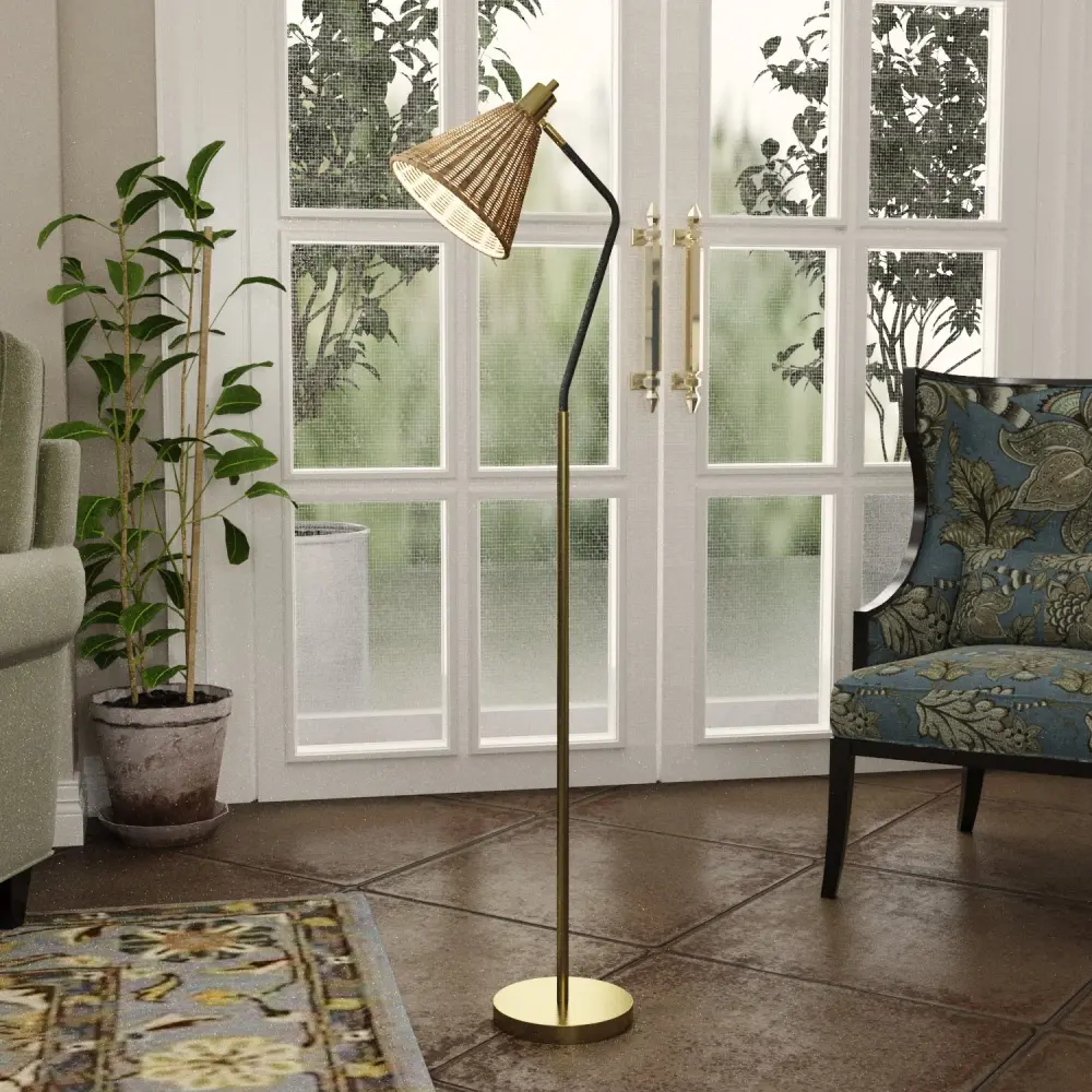 Maxax 62 Nature Rattan Task/Reading Floor Lamps #F137