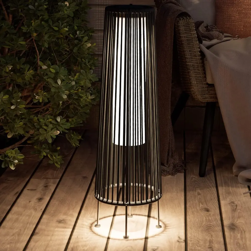 Waterproof Wicker Rattan Outdoor Solar Floor Lamp-Gordes