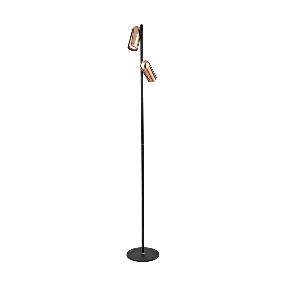 Xena Metal LED Floor Lamp - Midnight & Rose Gold Bronze Finish