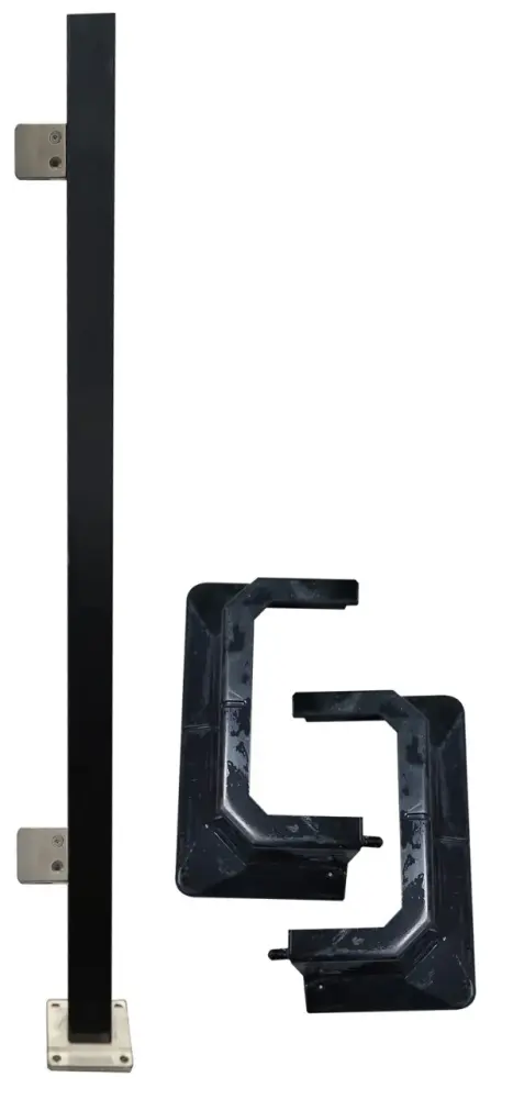 IPSQ3342EALUBL Black Square 3"x 3" Aircraft-grade Post Height- 42" End 2 Clamps 10mm Glass