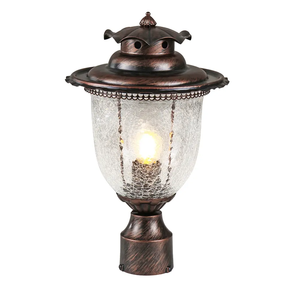 Maxax 1-Light Outdoor Post Lantern Water Ripple Glass #O2004-M