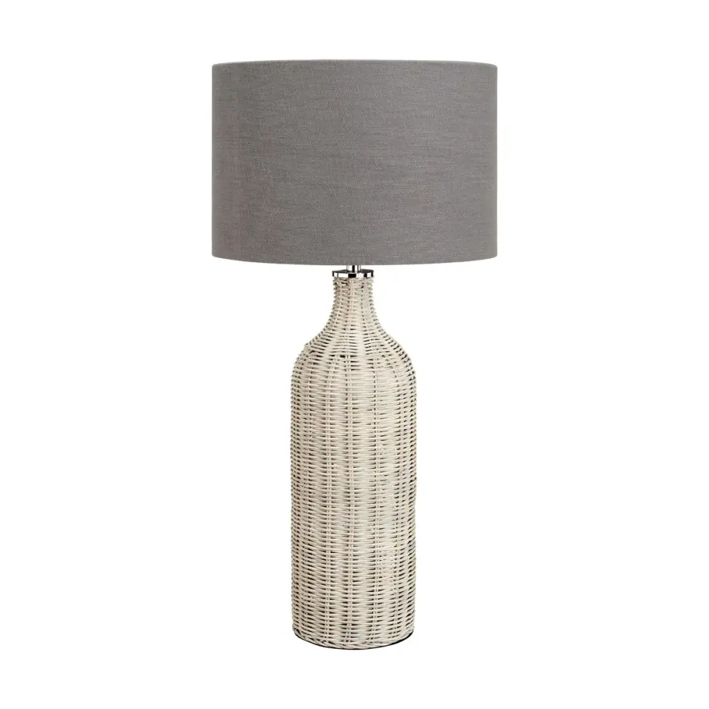 Anika Rattan Bottle Table Lamp - Grey Launder