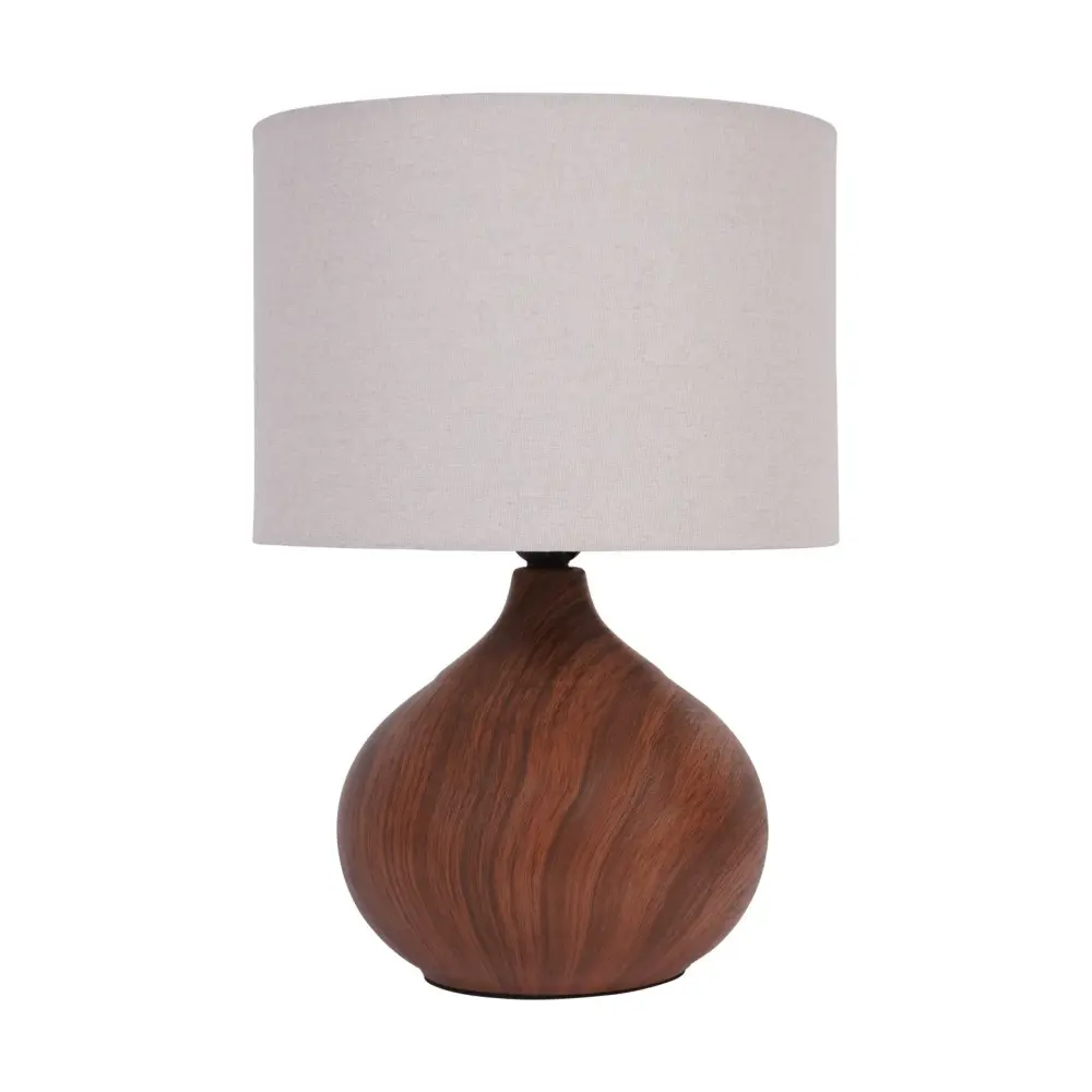 Ashford Wood Effect Ceramic Table Lamp - Taupe