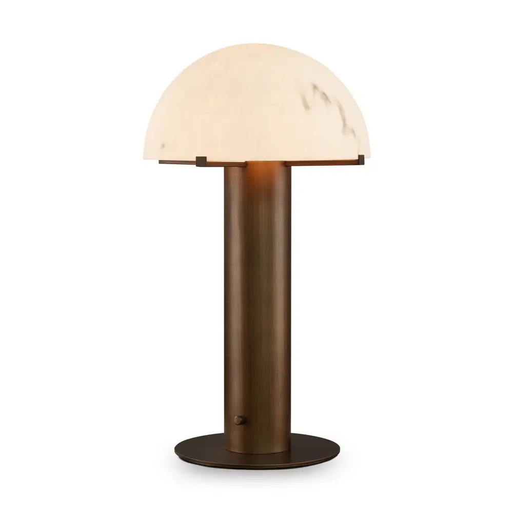 Aston Table Lamp - Antique Warm alloy & Alabaster Effect