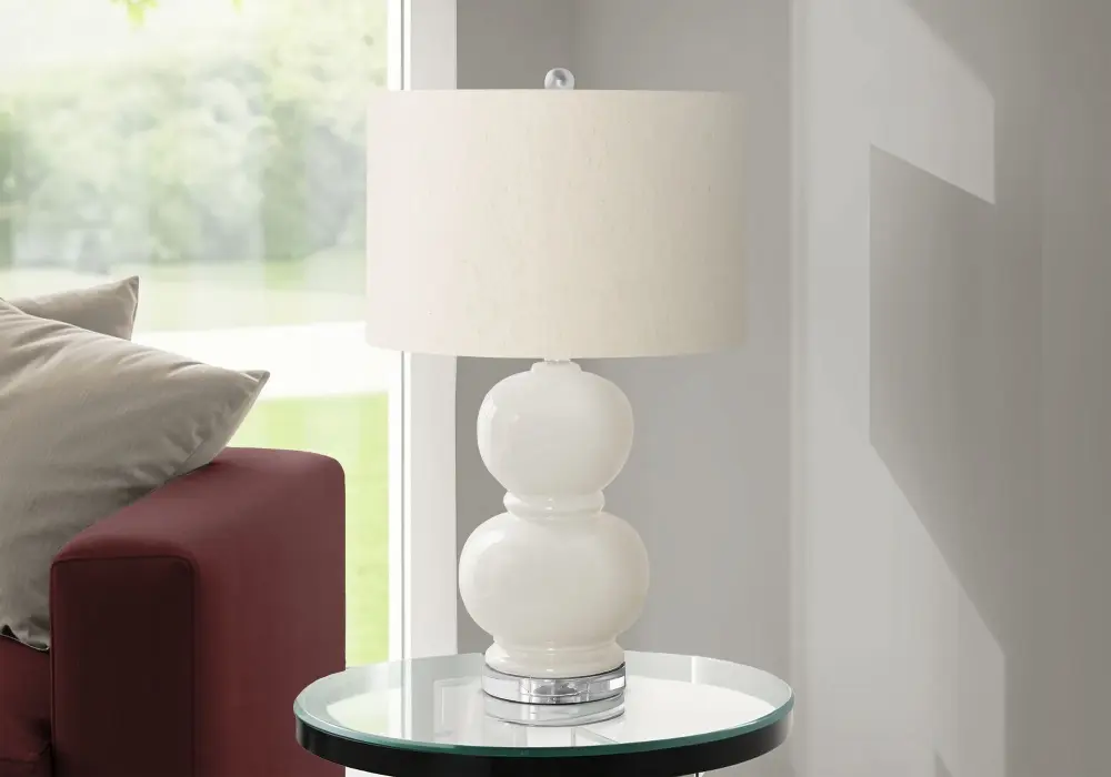 Contemporary Lighting, Earthenware Table Lamp - Cream