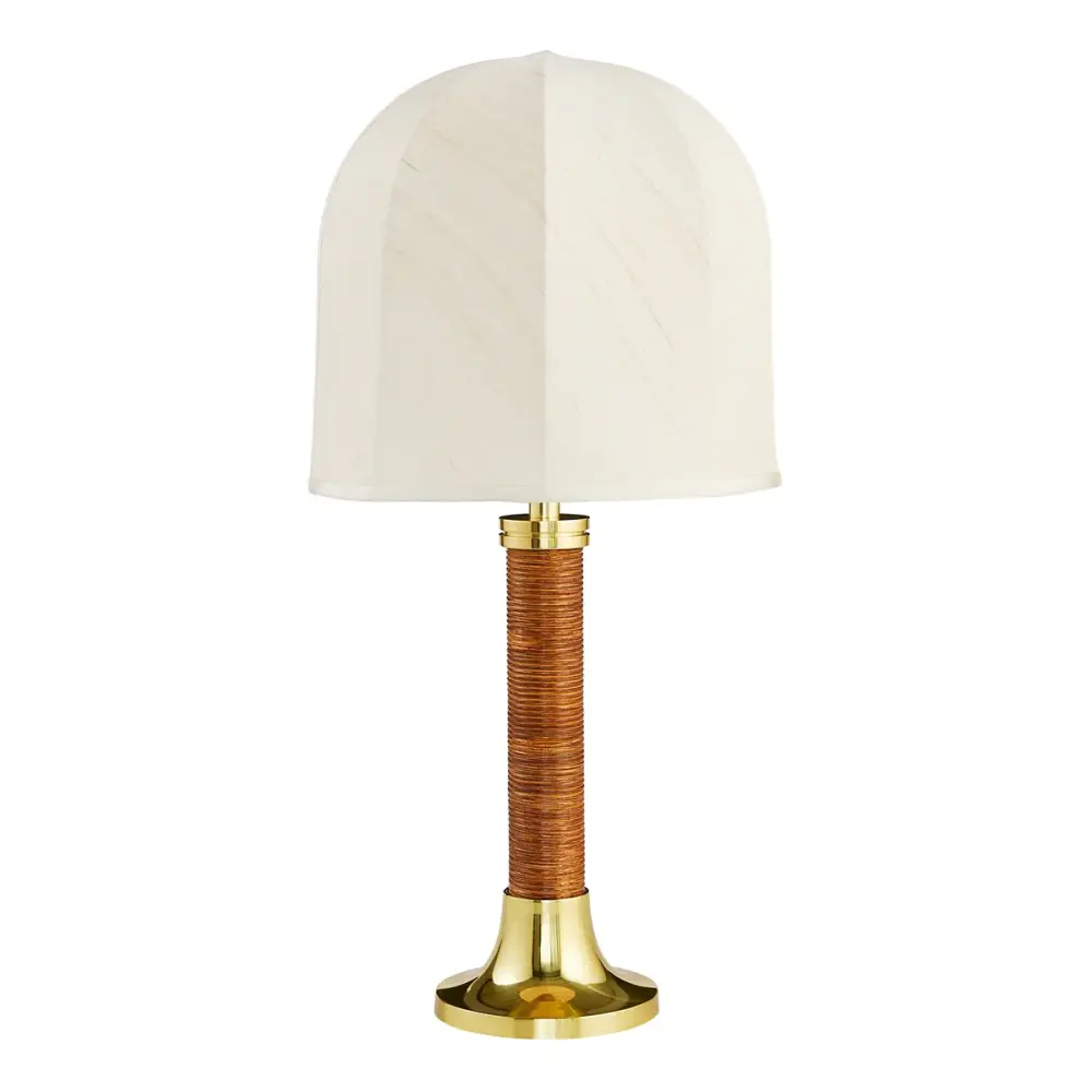 Riviera Dome Table Lamp - Rattan & Warm alloy