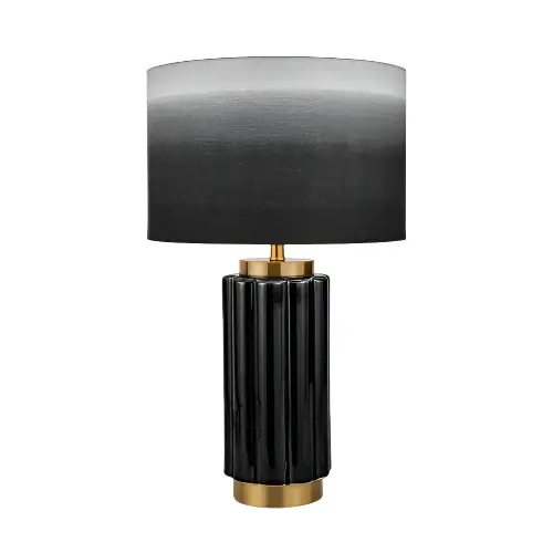 Saphira Scalloped Pottery Table Lamp - Black