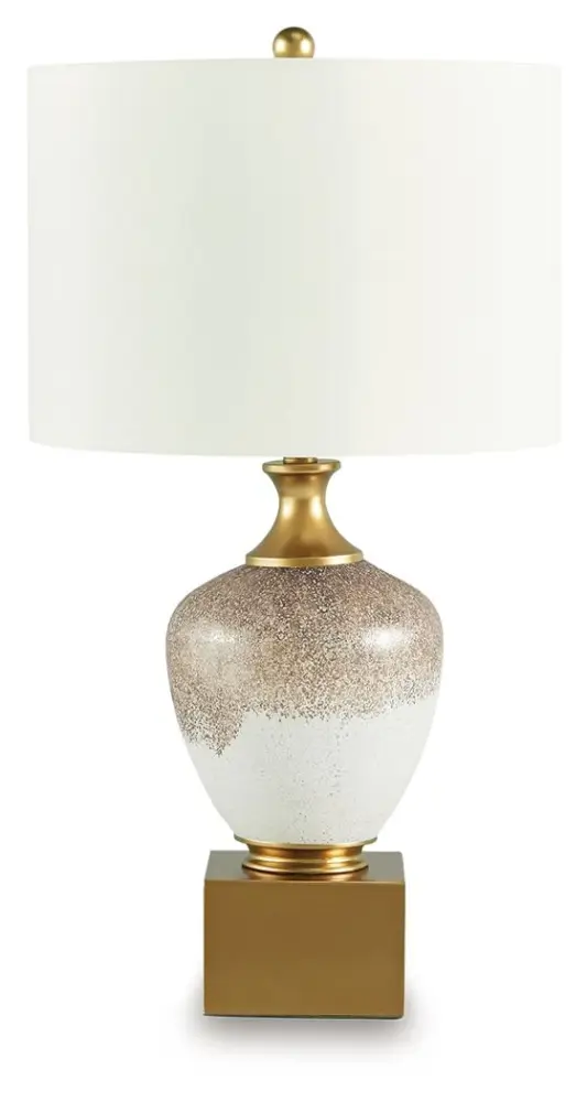 Tavisburg - Glass Table Lamp - Brown / White / Golden