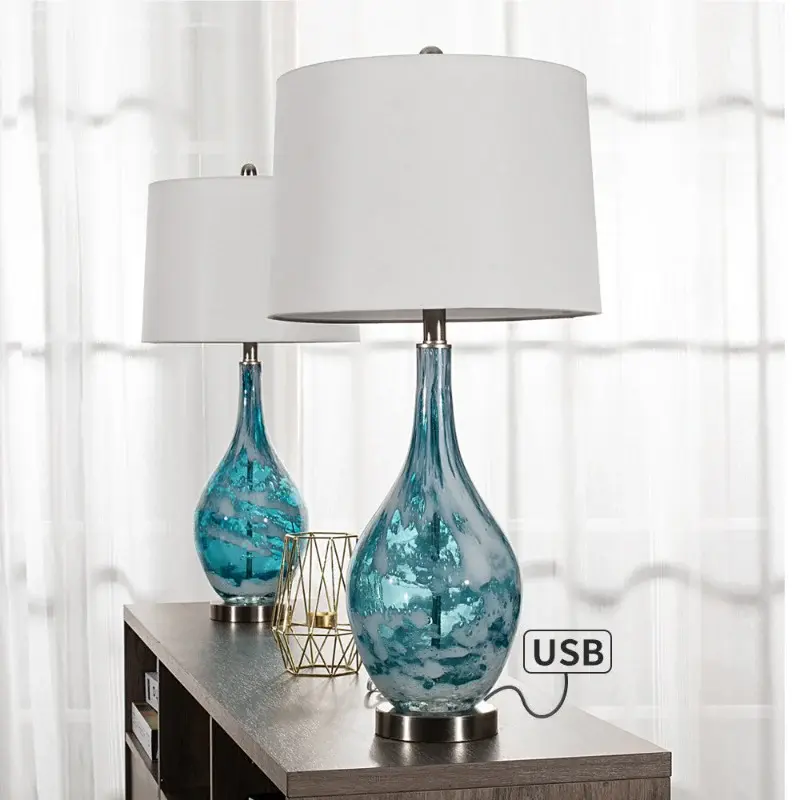 Tomi 28in Cobalt Glass table Lamp #T19