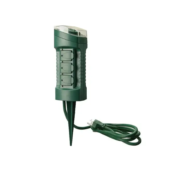 Woods 13547 Outdoor Power Stake Timer Light Sensor and 6-Foot Cord 6-Outlet