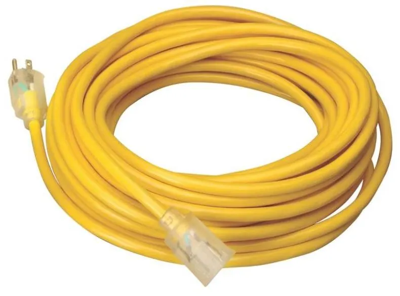 Coleman Cable 02588-00-02 Yellow Extension Cords 50 Feet Heavy Duty Outdoor Power Cord