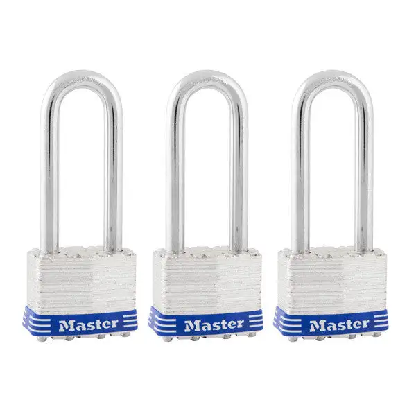 Master Lock 1TRILJ Laminated Steel Body Padlock 1-3/4 Inch 3-Pack Secure Lock Set