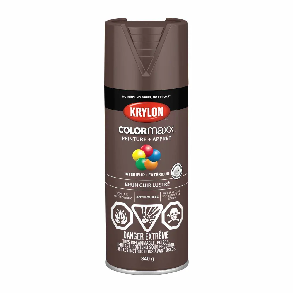 Krylon COLORMAXX Paint + Primer Gloss Leather Cocoa, 340 g