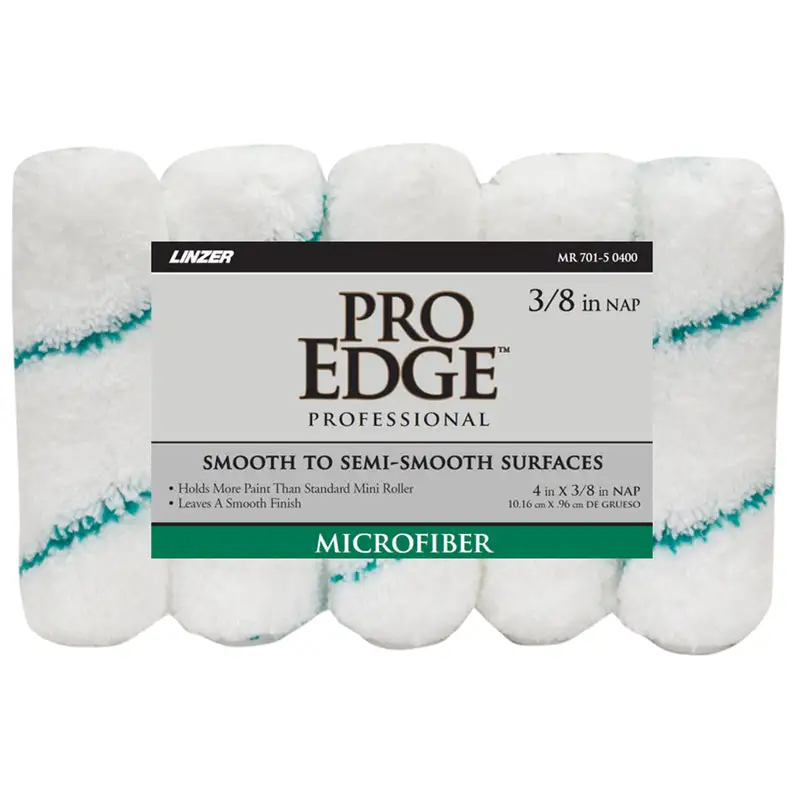 Linzer Better Fabric 4 Inch W x 3/8 Inch S Mini Paint Roller Cover 5 Pack Pack 6