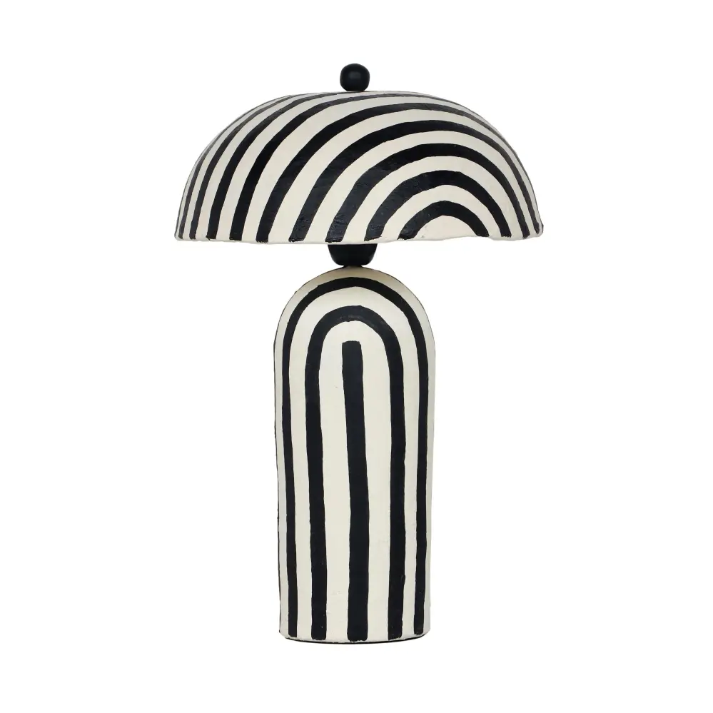 Maiori Black Lined Papier Mache Table Lamp