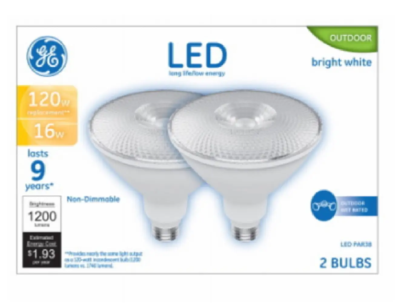 GE 93129302 Medium-Base PAR38 LED Bulb Bright White 120W Equivalent