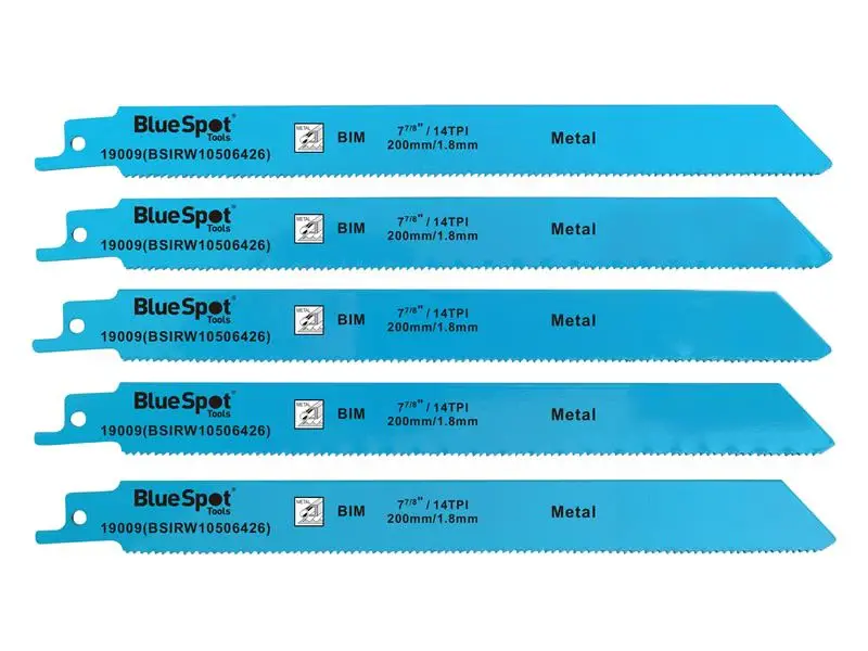 BlueSpot Tools Bi-Metal Reciprocating Saw Blade 240mm x 5 TPI Pack 5