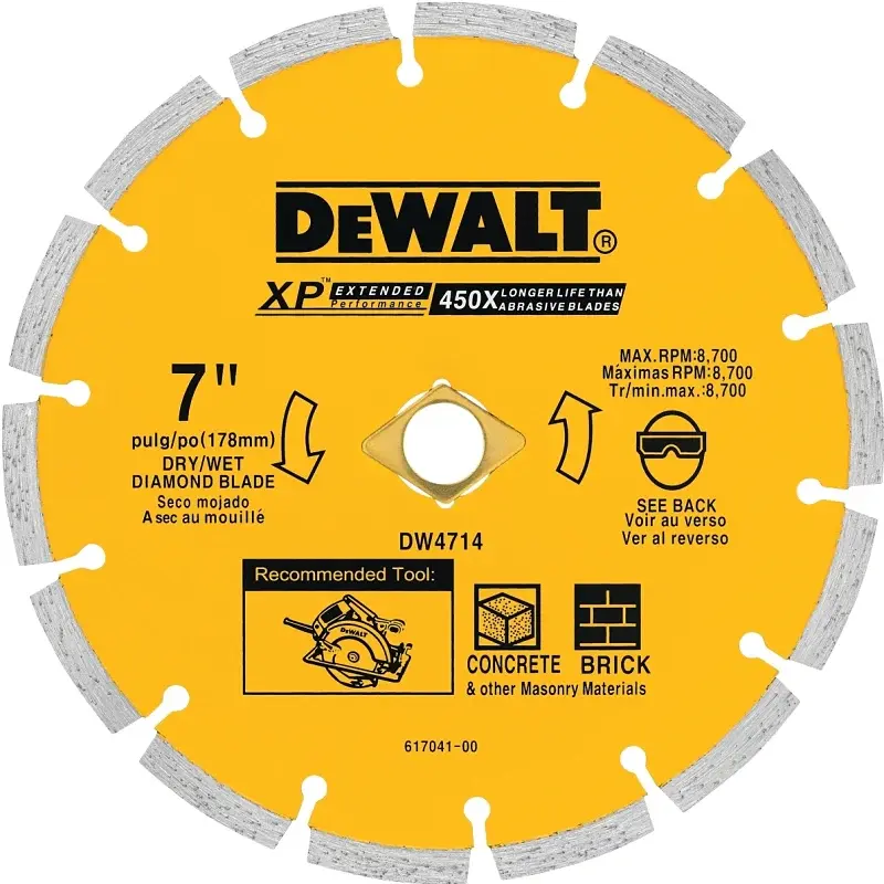 DEWALT DW4714T Circular Saw Blade, 7 Dia, 5/8 Arbor, Diamond Cutting Edge, Applicable Materials: Masonry