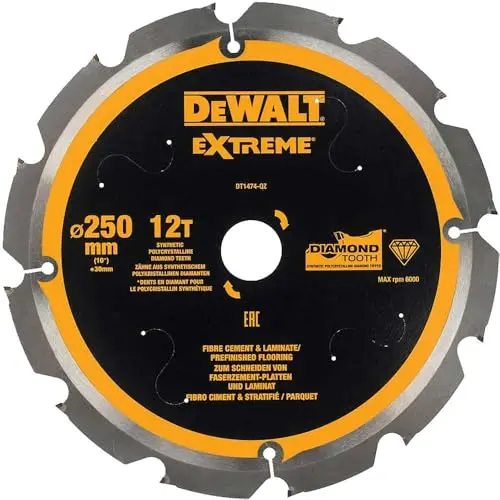 DEWALT Extreme Pcd Fibre Cement Saw Blade 250 X 30Mm X 12T