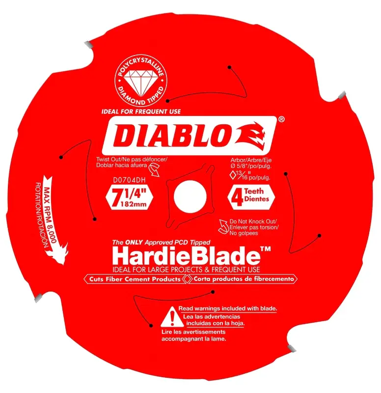 Diablo D0704DHA Circular Saw Blade, 7-1/4 Dia, 5/8 Arbor, 4-Teeth, Polycrystalline Cutting Edge
