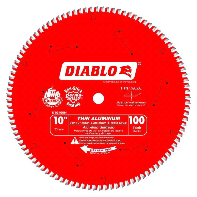 Diablo D10100N Circular Saw Blade, 10 Dia, 5/8 Arbor, 100-Teeth, Carbide Cutting Edge