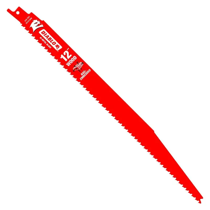 Diablo DS1212BW25 Reciprocating Saw Blade, Bi-Metal, Applicable Materials: Sanitized Wood, 1 W, 12 L, 6, 12 TPI, 25/PK