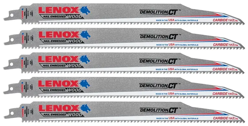 Lenox 1832147 Series Reciprocating Saw Blade, Applicable Materials: Steel, 1 W, 12 L, 6 TPI, Carbide Cutting Edge