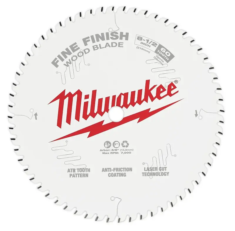 Milwaukee 48-40-0826 Circular Saw Blade, 8-1/2 Dia, 5/8 Arbor, 60-Teeth, Carbide Cutting Edge
