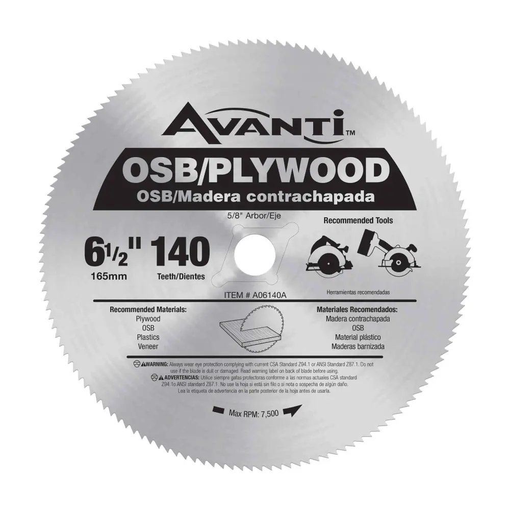 Plywood and OSB Circular Saw Blade 140 Teeth, 6-1/4"