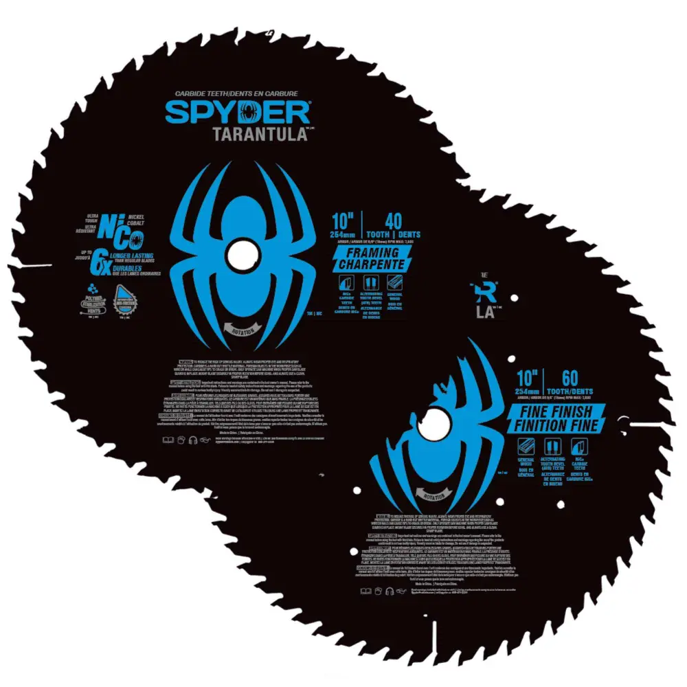 Tarantula Circular Saw Blade Finishing and Carpentry 40/60 TPI, 10" (2 Units)