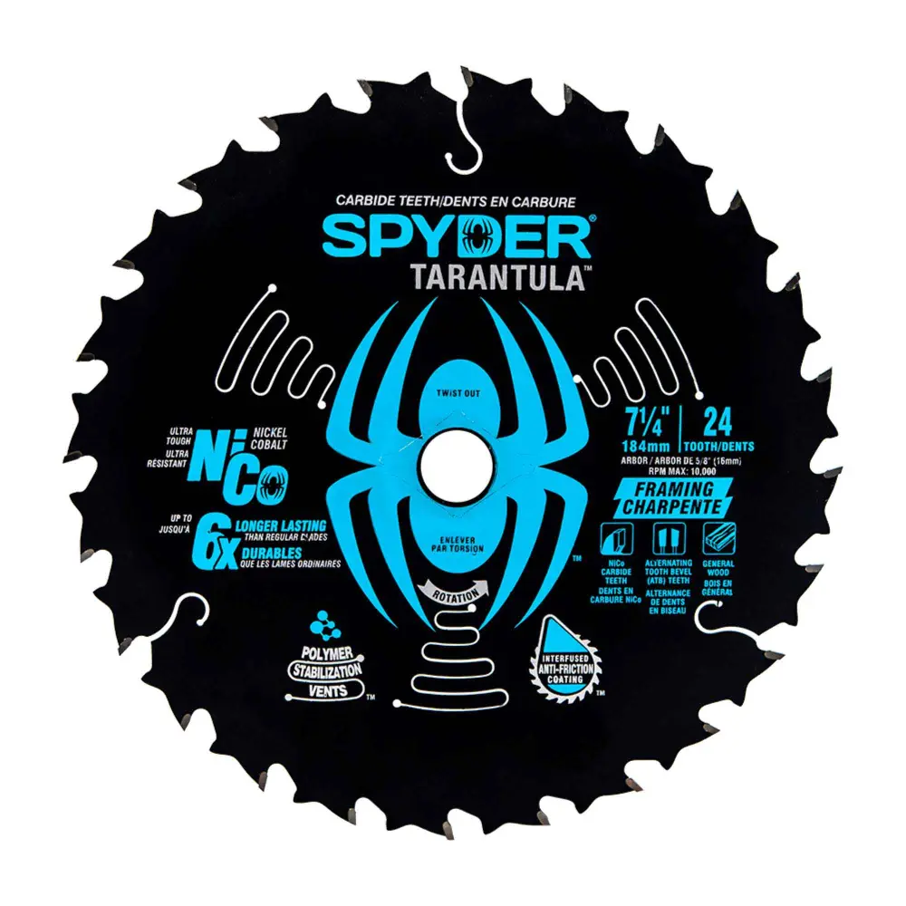 Tarantula Framing Circular Saw Blade 24 Teeth Tungsten Carbide-Tipped Stainless, 7-1/4"
