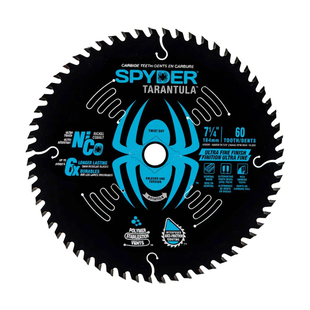 Tarantula Ultra Fine Circular Saw Blade 60 Teeth Tungsten Carbide-Tipped Metal, 7-1/4"