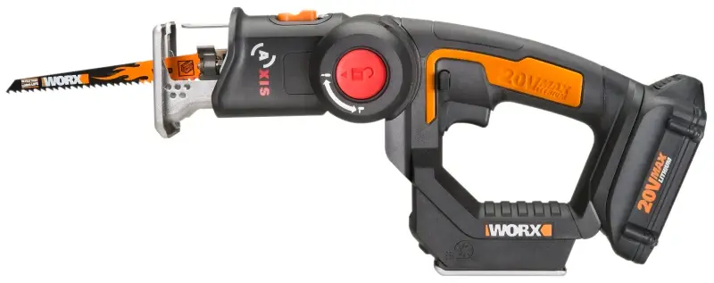 Worx WX550L Reciprocating and Jig Saw, Battery Included, 20 V, 1.5 Ah, 3/4 L Stroke