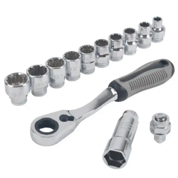Master Mechanic DR71634B 13-Piece Pass Thru Socket Set Professional Mechanics