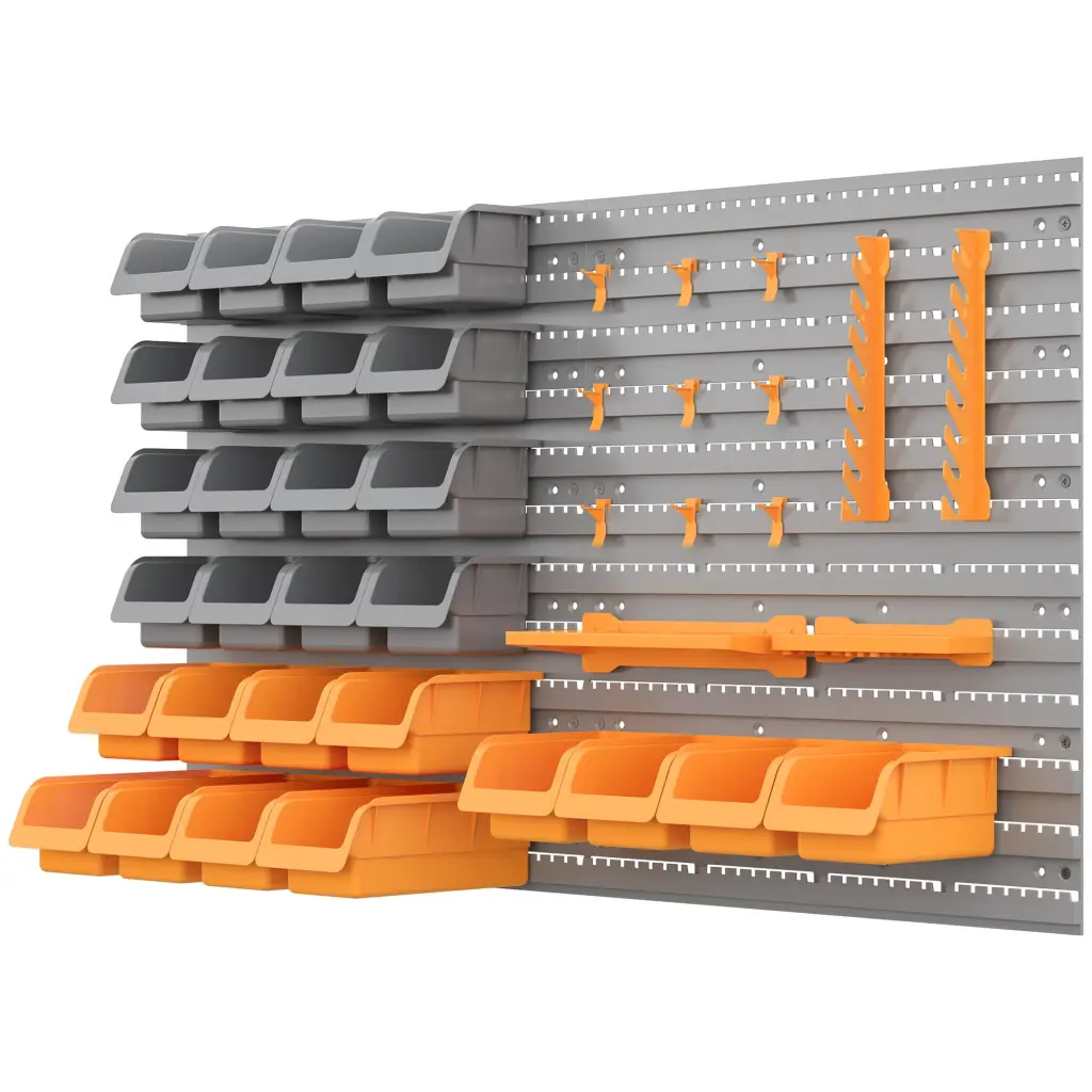 Durhand 44 Piece Wall Mounted Pegboard Tool Organizer Rack Kit Various Hooks aosom business