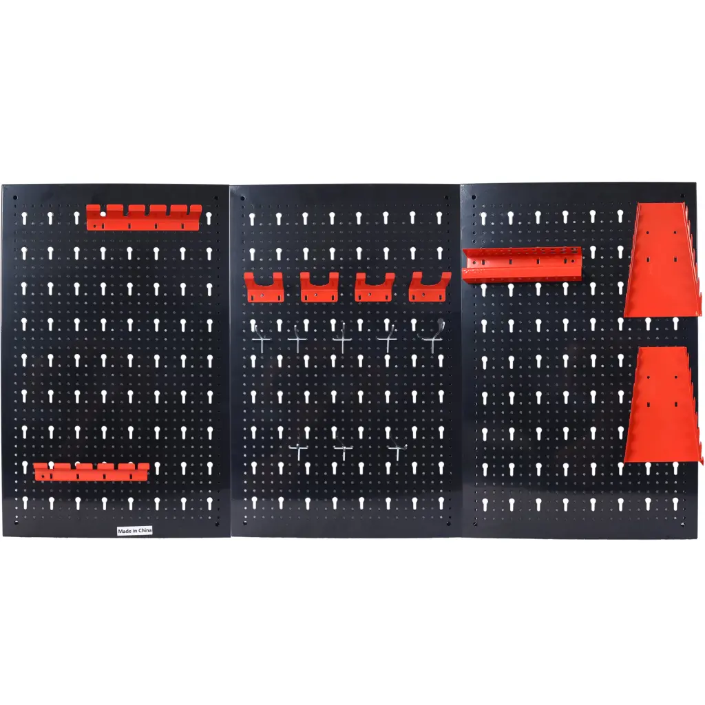 Pegboard Wall Arranger 4Ft Metal Garage Pegboard Tool Organizer Hooks g-h