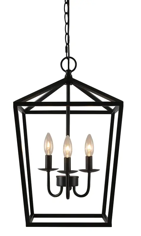 Boston Harbor LS10613 Pendant Light, 0.5 , 120 V, 60 W, 3-Lamp, Type B/CA Bulb Lamp, Metal Fixture, Ebony Fixture