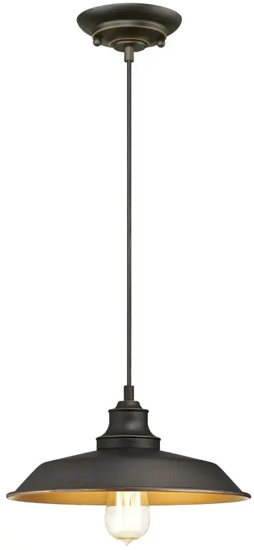 Westinghouse 6344700 Iron Hill Indoor Pendant Portable, 120 V, 1-Lamp, Incandescent, LED Lamp, Metal Fixture